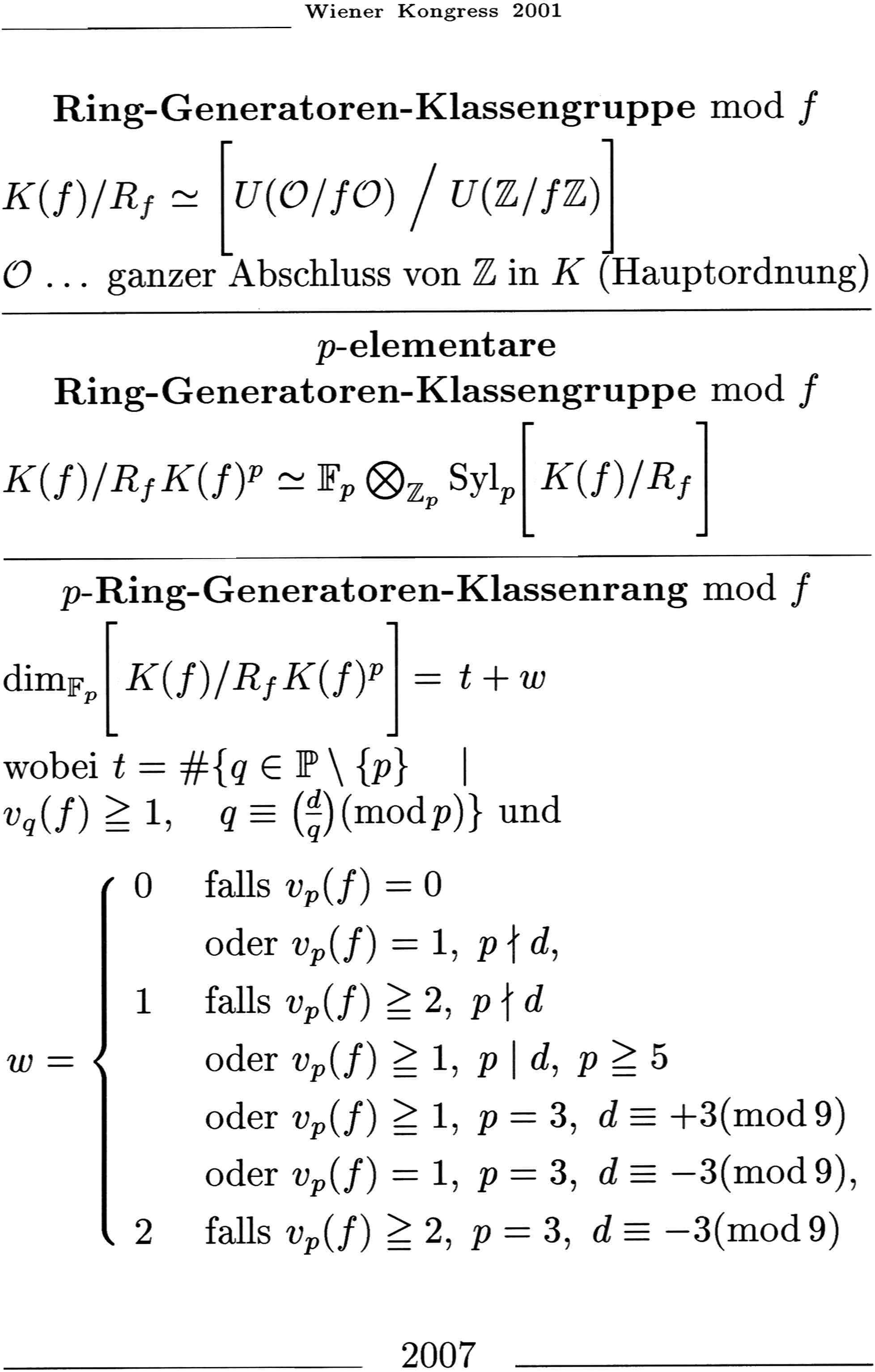 Ring-Generatoren-Klassengruppe